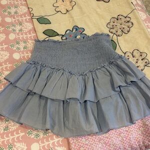 ANTHROPOLOGIE En Saison Light Blue Ruffled Mini Skirt